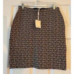 Sioni Black and Tan Geometric Mini Skirt -Fendi Vibes/perfect for the Holidays